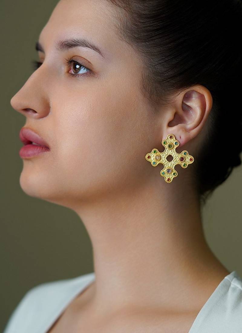 Gold plated stud earrings