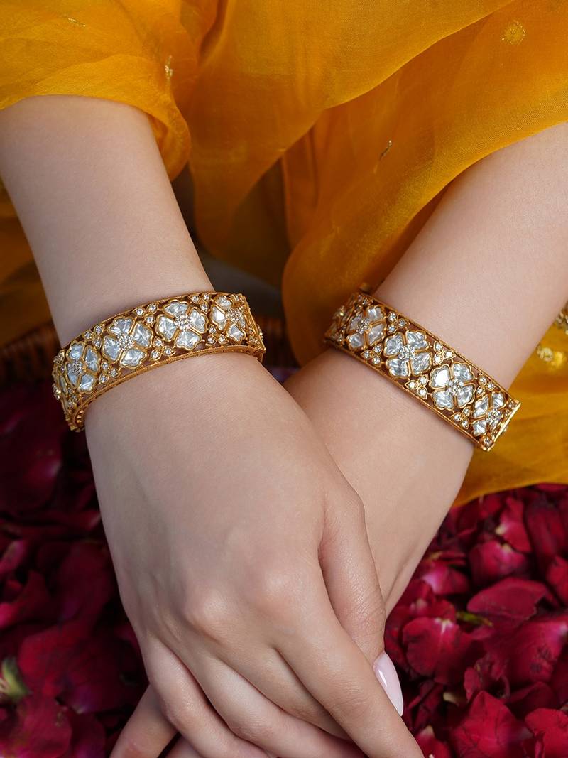Gold plated kundan bangles