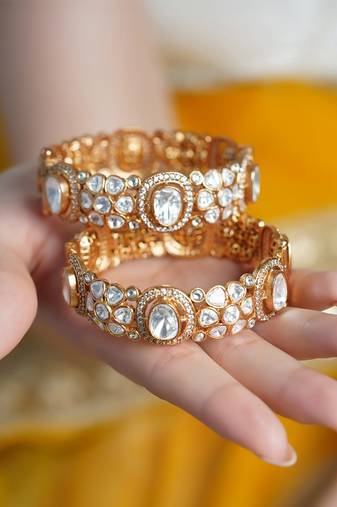 Gold plated kundan bangles