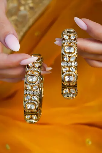 Gold plated kundan bangles