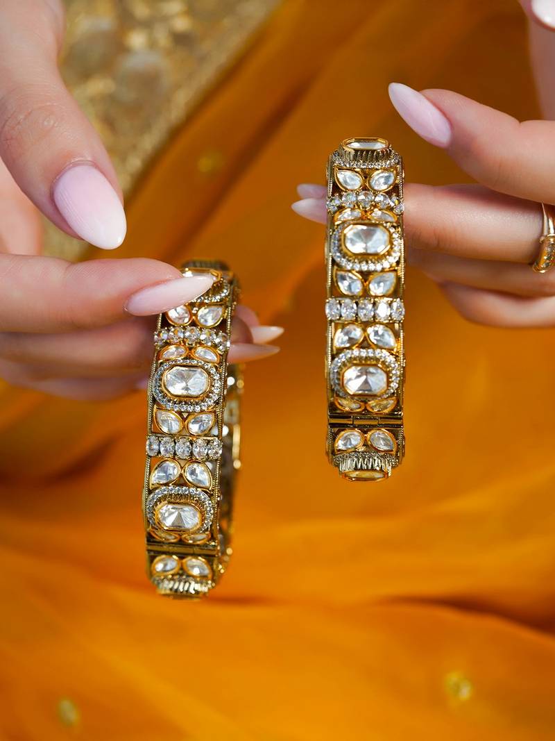 Gold plated kundan bangles