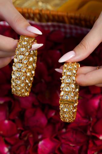 Gold plated kundan bangles