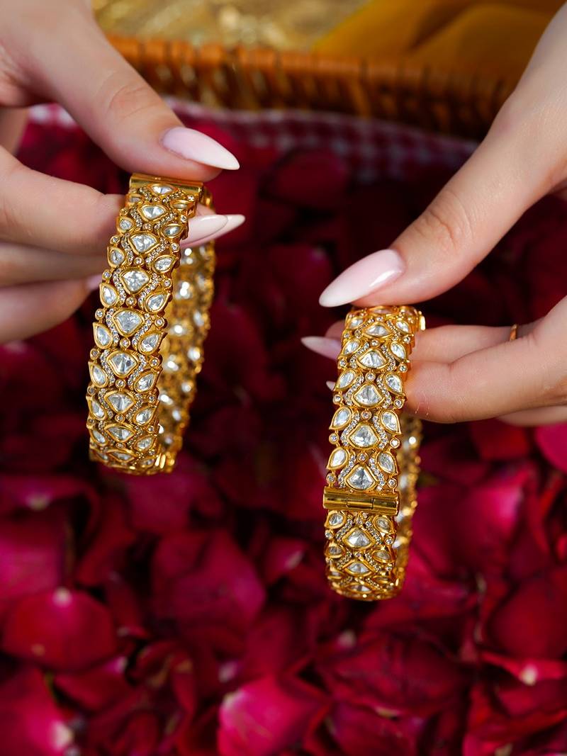 Gold plated kundan bangles