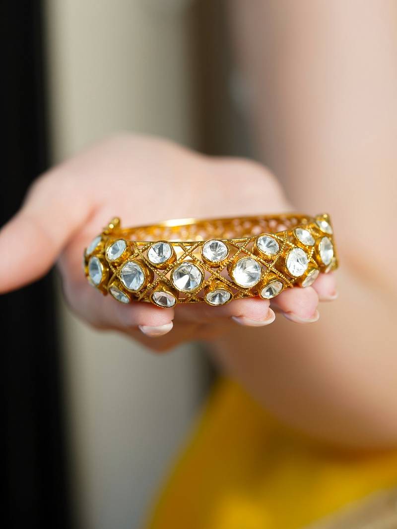 Gold plated kundan bangle