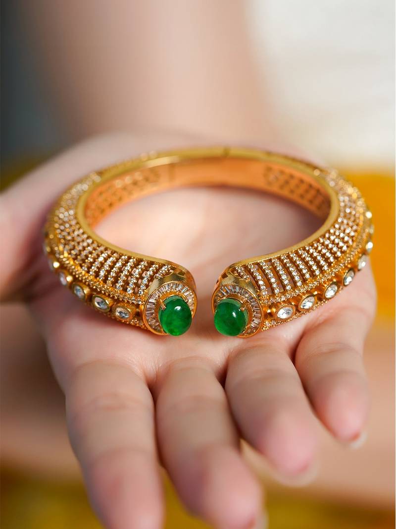Gold plated kundan bangle