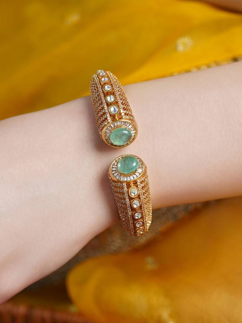 Gold plated kundan bangle