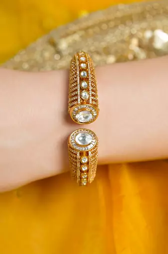 Gold plated kundan bangle