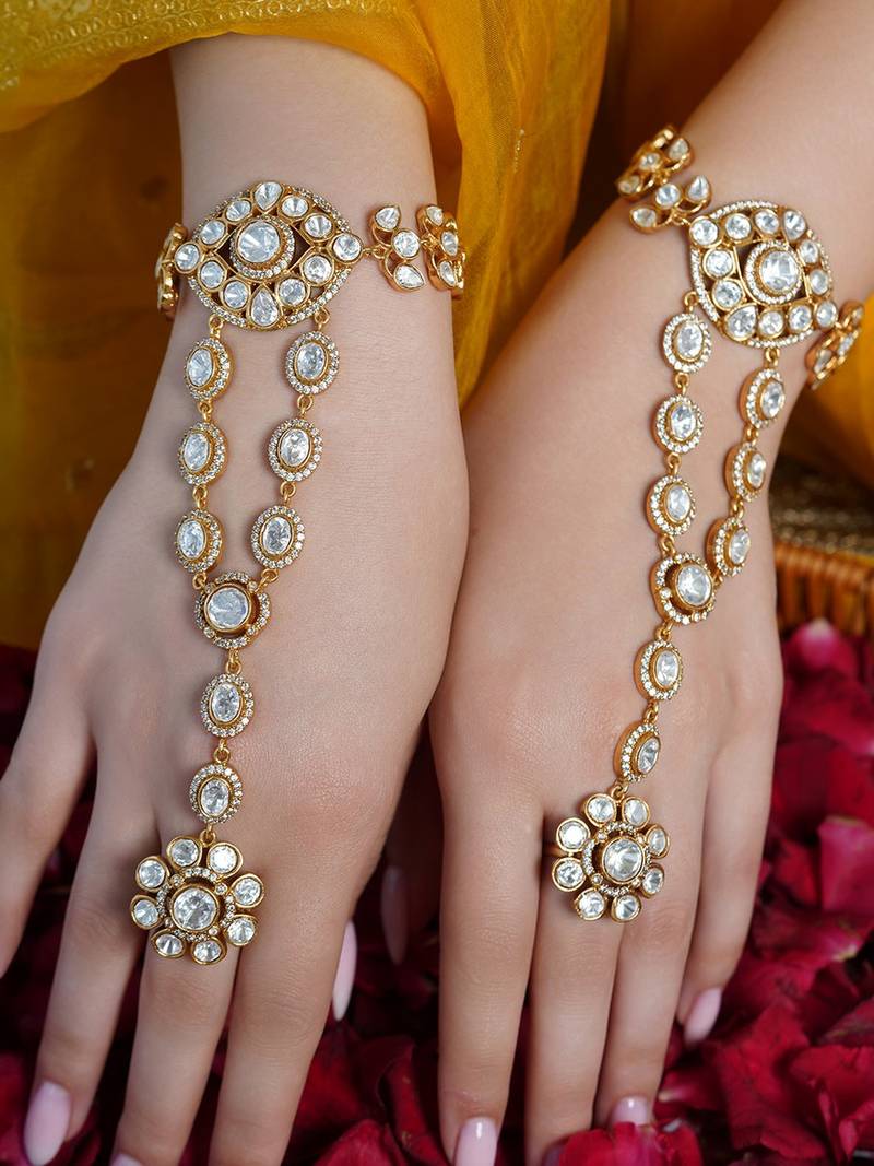 Gold plated kundan haath phool