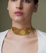 Gold plated kundan choker necklace