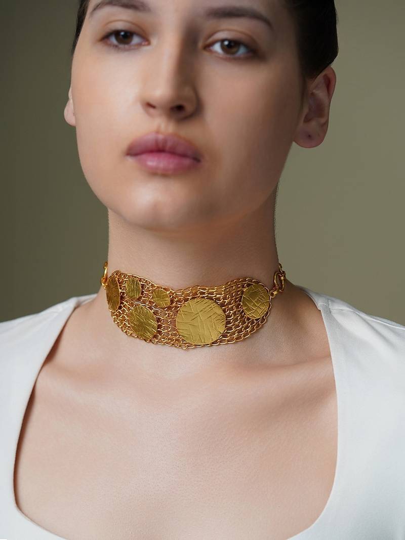 Gold plated kundan choker necklace