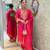 Pink aaysa yoke design embroidery chanderi silk a-line kurta with trousers & dupatta