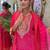 Pink aaysa yoke design embroidery chanderi silk a-line kurta with trousers & dupatta