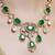 Gold plated kundan green stone necklace set
