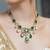 Gold plated kundan green stone necklace set