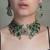 Gold plated kundan green stone necklace set