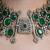 Gold plated kundan green stone necklace set