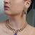 Gold plated kundan purple stone necklace set