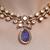 Gold plated kundan purple stone necklace set