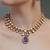 Gold plated kundan purple stone necklace set