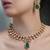 Gold plated kundan green stone necklace set