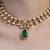 Gold plated kundan green stone necklace set