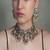 Gold plated kundan green stone necklace set