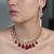 Gold plated kundan red stone necklace set
