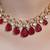Gold plated kundan red stone necklace set