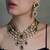 Gold plated kundan green stone necklace set