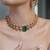 Gold plated kundan green stone necklace set