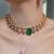 Gold plated kundan green stone necklace set