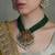 Gold plated kundan green stone necklace set