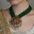 Gold plated kundan green stone necklace set