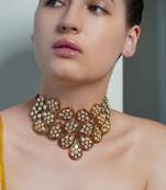 Gold plated red stone necklace set