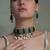 Gold plated kundan green stone necklace