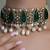 Gold plated kundan green stone necklace