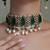 Gold plated kundan green stone necklace