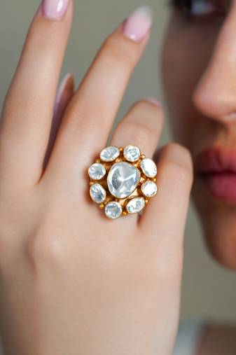 Gold plated kundan rings