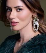 Gold plated kundan multicolor earrings