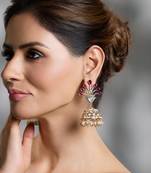 Gold plated kundan multicolor earrings