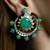 Gold plated kundan green stone earrings