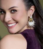 Gold plated kundan multicolor earrings