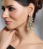 Gold plated kundan pearl earrings