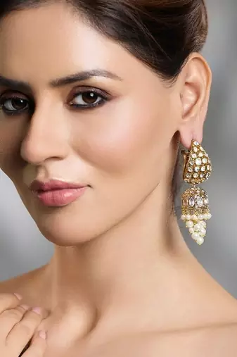 Gold plated kundan earrings