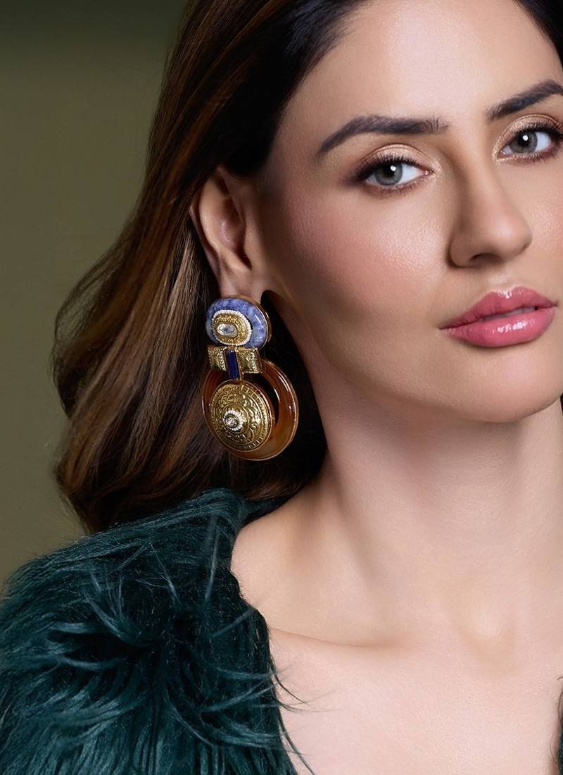 Gold plated kundan multicolor earrings
