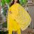 Yellow aaysa embroidery cottan a-line kurta with trousers & dupatta