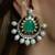 Gold plated kundan green stone earrings