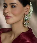 Gold plated kundan multicolor earrings