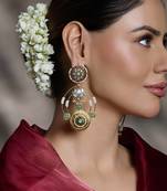 Gold plated kundan multicolor earrings