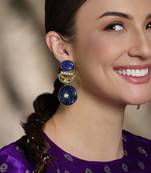 Gold plated kundan blue stone earrings